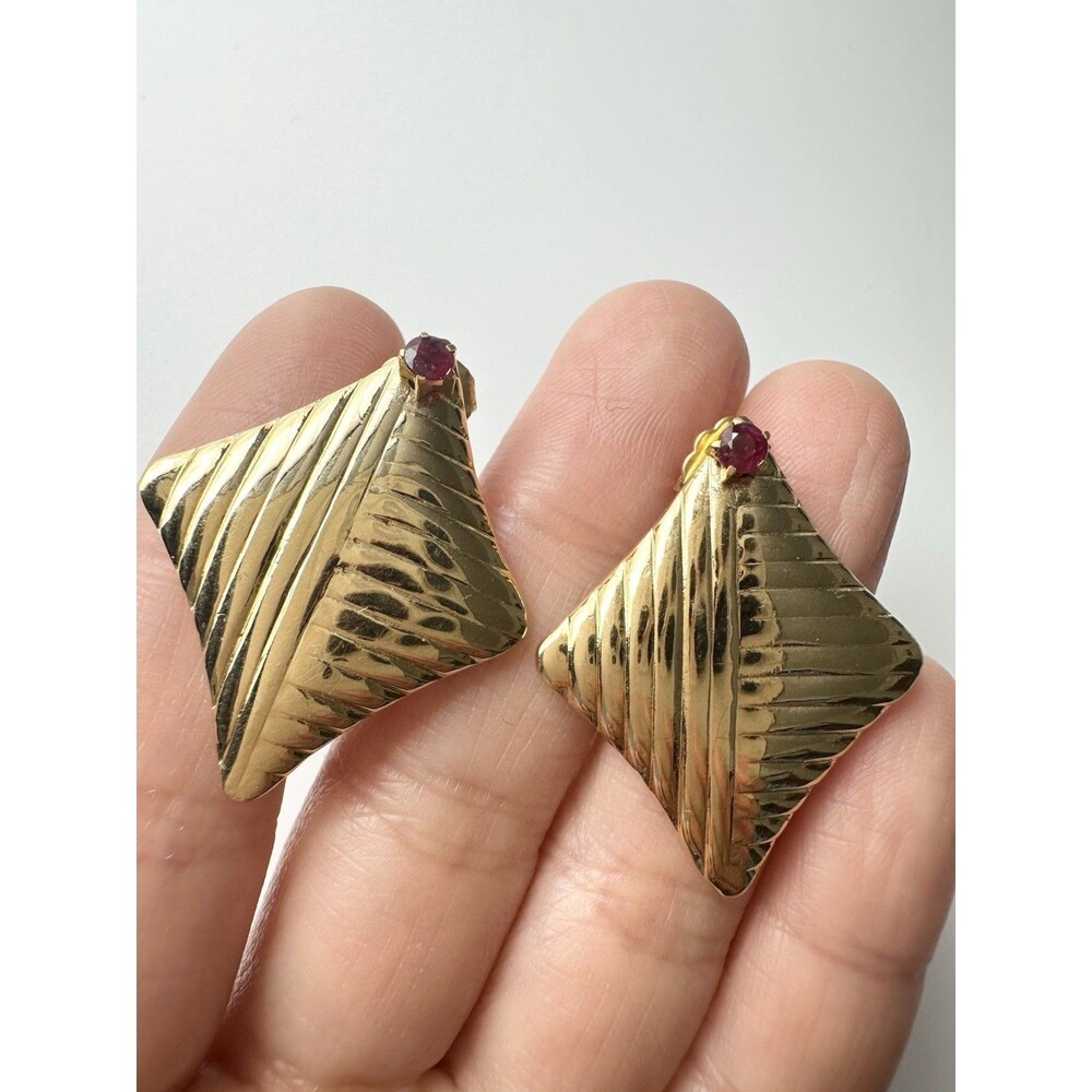Gold Plated Genuine Ruby Earring Jackets